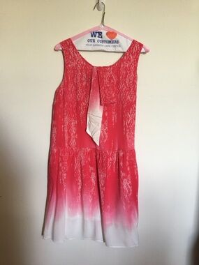 Escada Pink Ombre Lace-Overlay Sleeveless Dress